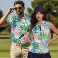 thumbnail image 2 of KUIFORTI Matching Golf Shirts for Couple Hawaiian Palm Leaf Moisture Wicking Golf Tank Top for Women Racerback Design Keep Cool in Hot Weather Breathable Fabric Lightweight, 2 of 6