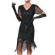 thumbnail image 1 of Vestido de Manga Corta para las Mujeres Sexy Cuello en V Lentejuelas Y Detalle Bornilla Color Sólido, Poliéster Elegante para Fiesta Y Vestir de Noche, 1 of 3