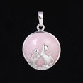 thumbnail image 1 of Pendentif Chat pour Collier Pierre Naturelle Perles Rondes Plates Pendentif Cœur d'Amour Femmes, 1 of 6