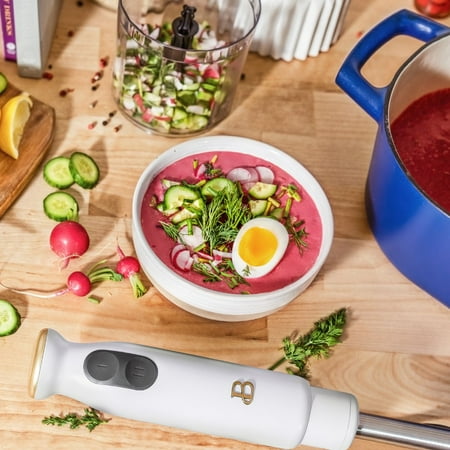 Beautiful 2-Speed Immersion Blender with Chopper & Measuring Cup, White Icing by Drew Barrymore MAY HAVE MISSING ACCESSORIES