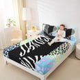thumbnail image 4 of jejeloiu Abstract Loves Pattern Twin Sheet Sets,Zebra Leopard Print Twin Fitted Sheet,Modern Geometric Stripe Flat Sheet For Girls,Ultra Soft Home Decor,3 Pieces, 4 of 7