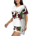 thumbnail image 2 of Fuzoiu Vintage Buffalo Plaid Christmas Camper Print Women's Short-Sleeved Pajama Set,Lounge Sleepwear Set,Womens Pajama Sets 2 Piece,Button-Up Top and Shorts with Pockets-X-Large, 2 of 7