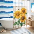 thumbnail image 5 of No Hook Shower Curtain, Sunflower Shower Curtains for Bathroom with See Through Top Window, Yellow Summer Flowers Pastoral Vintage Waterproof & Washable Bath Curtain Small Stall 36"x78", 5 of 9