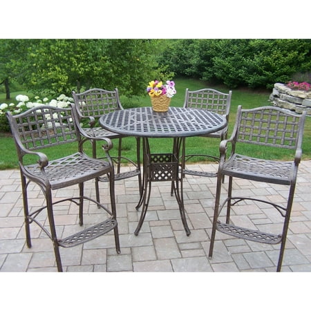 Oakland Living Elite Cast Aluminum Bar Height Patio Dining Set