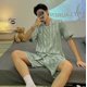 thumbnail image 1 of CAIYIER-Conjunto de pijama de manga corta para hombre y mujer, ropa de dormir informal, suave, de seda, a rayas, Color sólido, para verano, 1 of 4