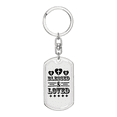 thumbnail image 1 of Blessed And Loved Cross Stainless Steel or 18k Gold Premium Swivel Dog Tag Keychain, 1 of 8