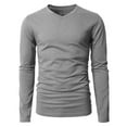 thumbnail image 2 of H2H Mens Casual Slim Fit Long Sleeve V-neck T-Shirts Of Various Colors GRAY US 3XL/Asia 4XL (KMTTL0374), 2 of 6