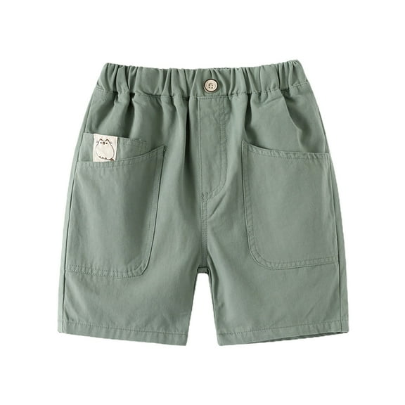 Wolcakyue Boys Uniform Shorts Summer School Stretch Cotton Pull on Drawstring Comfy Shorts,Green 12-18 Months