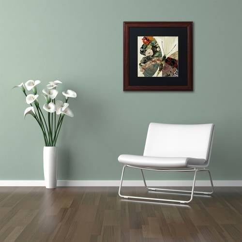 Trademark Fine Art "Butterfly Brocade III" Canvas Art by Color Bakery Black Matte, Wood Frame