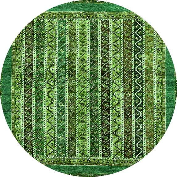 Ahgly Company Indoor Round Abstract Green Modern Area Rugs, 6' Round