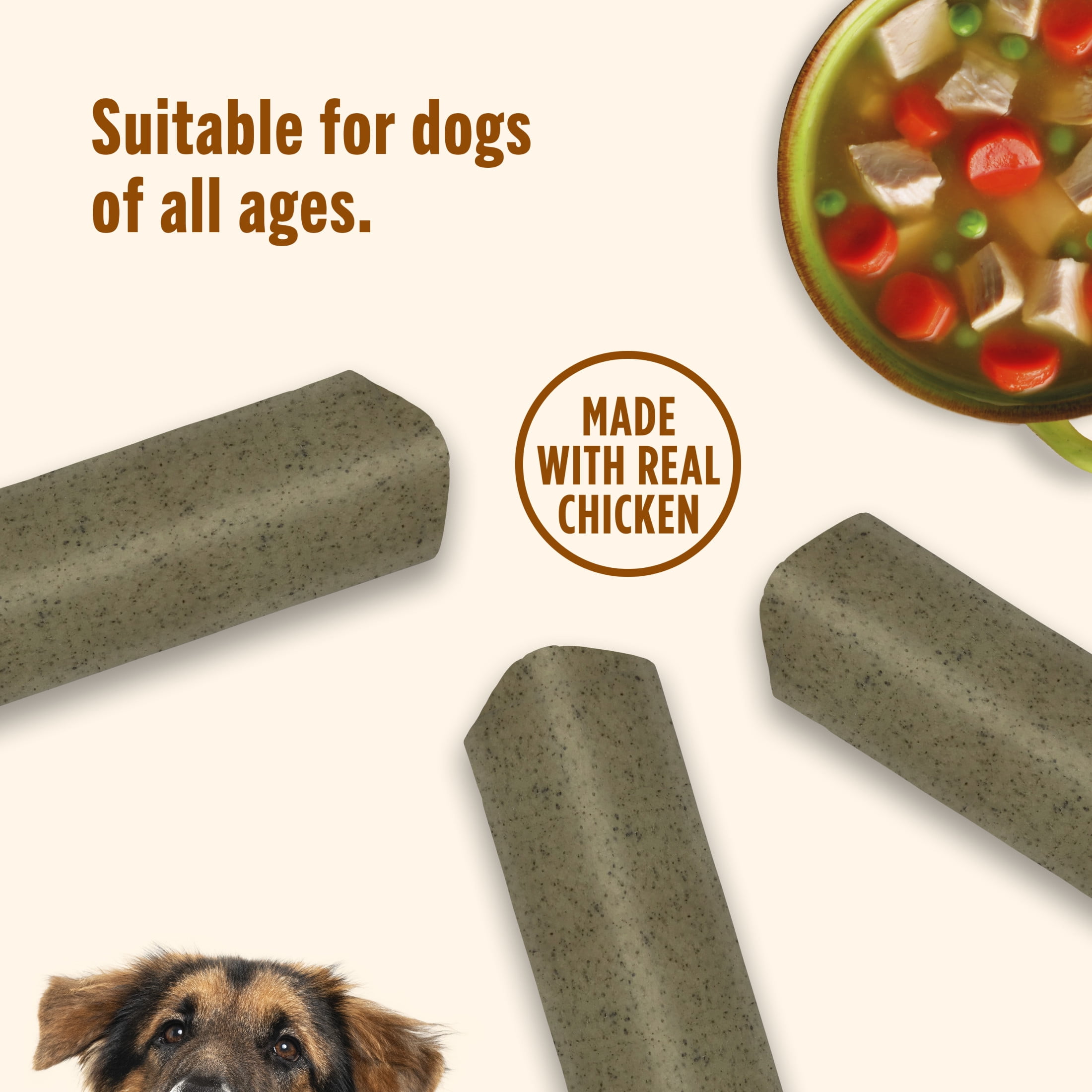 (2 pack) Nutrish Soup Bones Premium Dog Chews with Real Chicken and Veggies, 11 Chews, Packaging May Vary (Rachael Ray)
