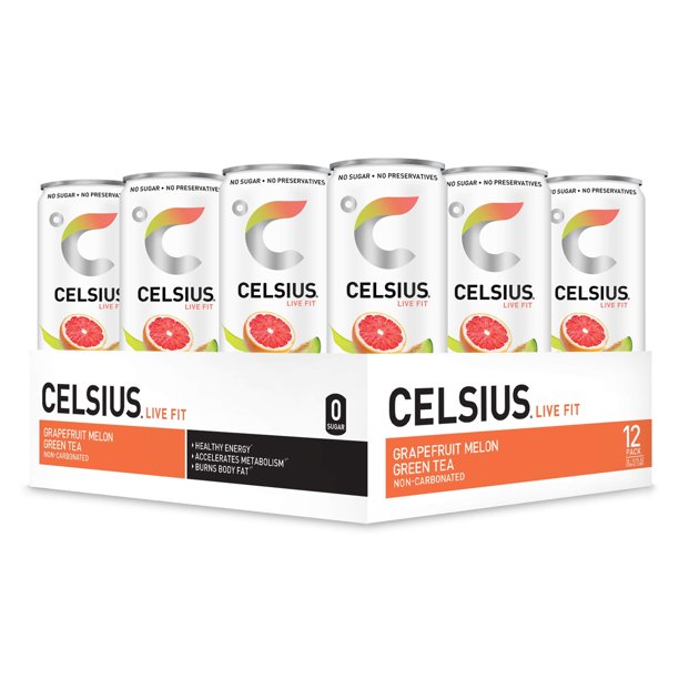 CELSIUS Grapefruit Melon Green Tea Non-Carbonated Fitness Drink, Zero ...