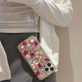 thumbnail image 2 of for iPhone 16 Pro Max Case with Wrist Strap Women Luxury 3D Bling Shiny Rhinestone Diamond Crystal Pearl Handmade Flowers Soft Protective Glitter Case for iPhone 16 Pro Max (Hot Pink), 2 of 9