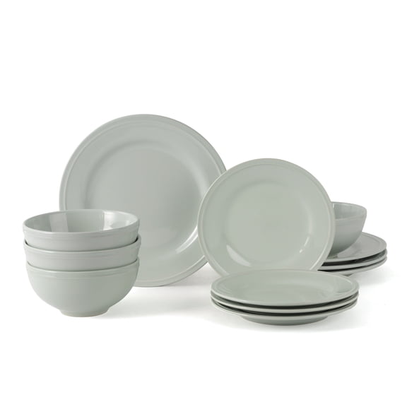 Mainstays Darby 12-Piece Stoneware Dinnerware Set Green