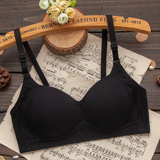 Simple Pure Cotton Girl Underwear Student Bra Developmental Thin Section Without Steel Ring Comfortable BraGreen14 He Qiyong unisex