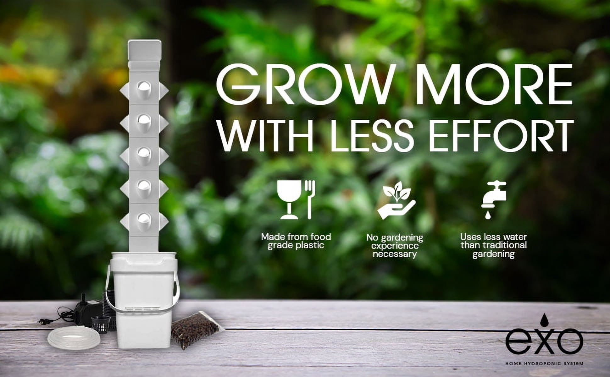 Exo Hydroponics 3 Tier Vertical Garden Planter Tower for Indoor Gardening, Vertical gardening Indoor/outdoor, 12 Stacking Garden Pots, 100% Money Back Guarantee