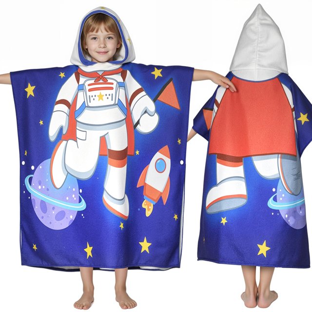Toalla con capucha Ythuil Kids Space de 63 x 76 cm con mochila