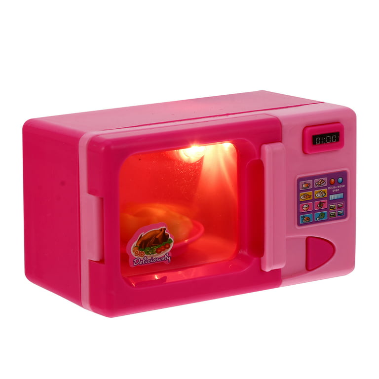 Mini Microwave Oven Dolls House Toys for Play Toys- Pink 