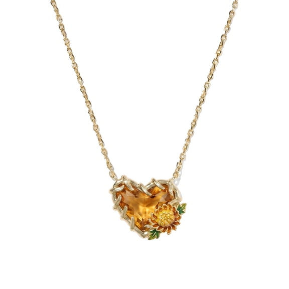 PAURO Birth Flower Necklace for Women 12 Month Floral Heart Pendant Stainless Steel Gold Plated Gemstone Dainty Birthday Meaningful Personalized Everyday Jewelry November
