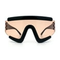 thumbnail image 6 of Thick Bubble Plastic Frame Oversize Shield Rectangular Sport Sunglasses Black - Brown, 6 of 9