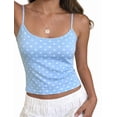 thumbnail image 2 of Women'S Polka Dot Print Sleeveless Form Fitting Casual Tank Top Light Blue Dots XS, 2 of 9