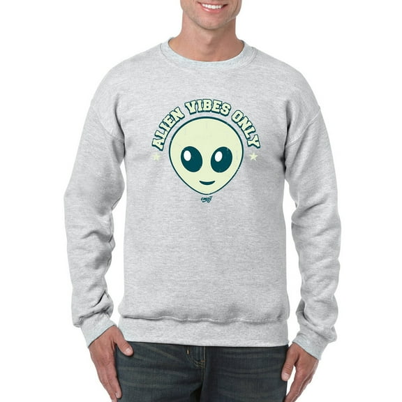 Alien Emoji Vibes Only - Retro UFO Space Graphic Men's Sweatshirt