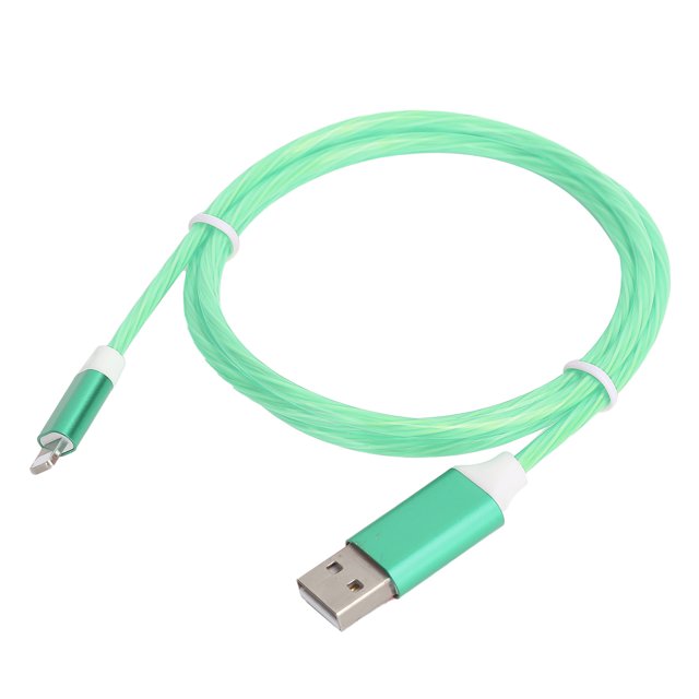 Cable de carga USB para IOS LED Light Up que fluye cable de carga rápida para teléfonos móviles IOS Verde