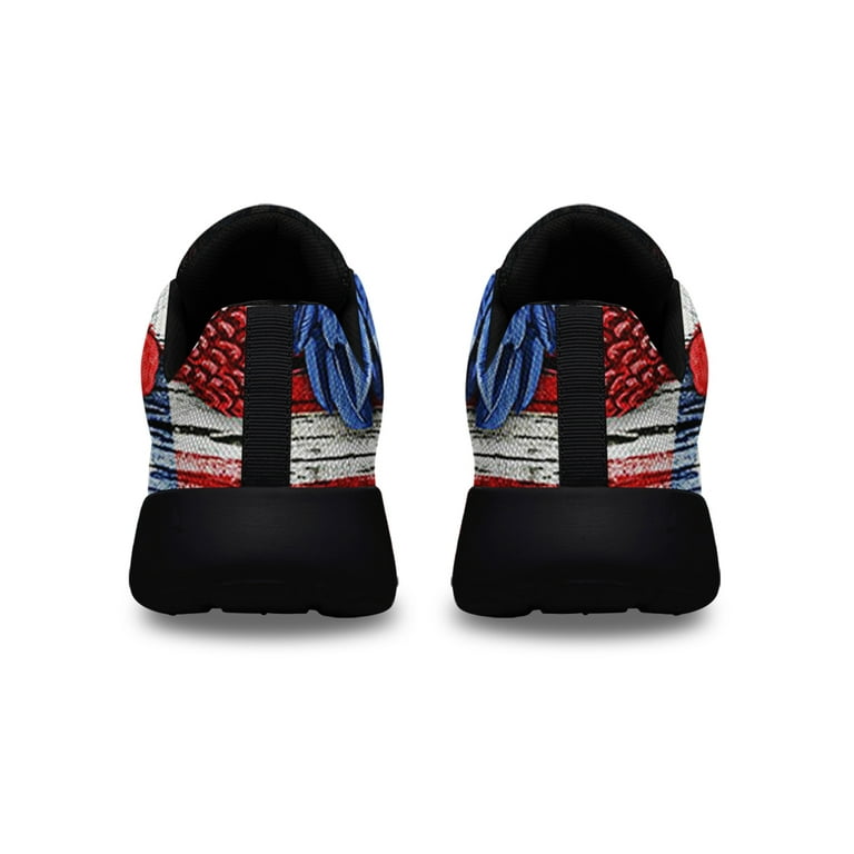 Rooster American flag US Shoes Sneakers for Women Men Black Size