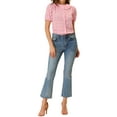 thumbnail image 3 of INSPIRE CHIC Women's Floral Puff Sleeves Pleated Collar Button Down Shirt L Light Pink, 3 of 8