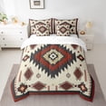 thumbnail image 2 of Feelyou Red Vintage Aztec Bedding Comforter Set 7pcs, Bohemian Triangle Abstract Queen Bedding Sets, Teens Women Men Reversible Queen Sheet Sets, Super Cozy Room Decor, 2 of 8