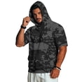 thumbnail image 2 of UDAUDU Men's Short Sleeve Hoodie Camo Lightweight Breathable Short Sleeve Hoodies Pullover Gym Workout Fall Fashion Tops Black XL, 2 of 9