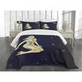 thumbnail image 3 of Ambesonne Virgo Quilted Bedspread Set 3 Pcs, Woman in Short Dress, King Size, Indigo Yellow, 3 of 5