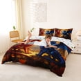thumbnail image 2 of Metsweet Blue Orange Dragon Bedding, Maple Leaves Duvet Cover Full, Red Blue,3pcs,1 Duvet Cover and 2 Pillowcases, 2 of 6