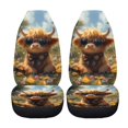 thumbnail image 5 of XYZCANDO Car Seat Covers Highland Cow Pattern 2 pcs Automobile Seat Cover Sets Decorative SUV Truck Vehicle Washable Elastic Front Seat Covers for Cars, 5 of 10