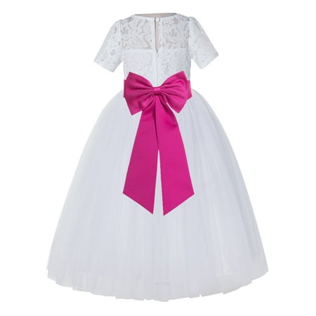 

White Floral Lace Vintage Flower Girl Dresses Special Occasions LG2T