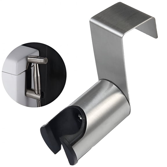 ACDANC Bidet Sprayer Holder for Toilet, Brushed Nickel Handheld Shower Head Bracket, Wall Mount or Tank Hook Attachment, Stainless Steel Bathroom Organizer