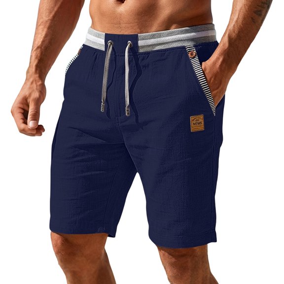 Uwinwear Men's Athletic Shorts Casual Classic Fit Drawstring Short Pants Summer Beach Casual Shorts with Elastic Waist and Pockets,Dark Blue,M