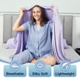 thumbnail image 5 of MOOFUN Summer Cooling blanket- for hot sleepers and sweaty sleepers, cool summer blanket for couch, cold cool thin soft lightweight breathable machine washable cool blanket- Purple, 60 x 80 inches, 5 of 8