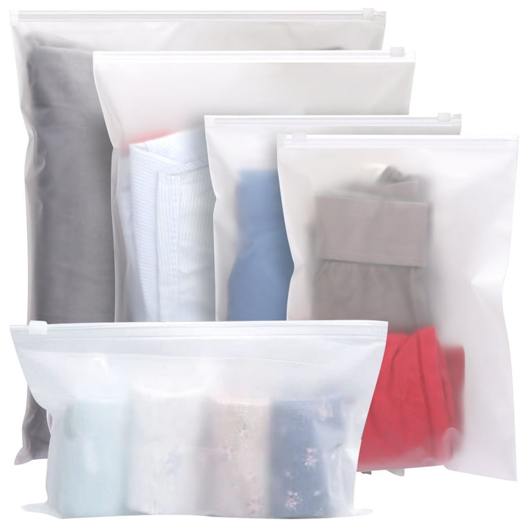 Toplive 25PCS Frosted Resealable Bag, Plastic Zip-lock Seal Clothes  Bags，Hospital Bag Maternity, Travel Space Saver Storage Waterproof Luggage