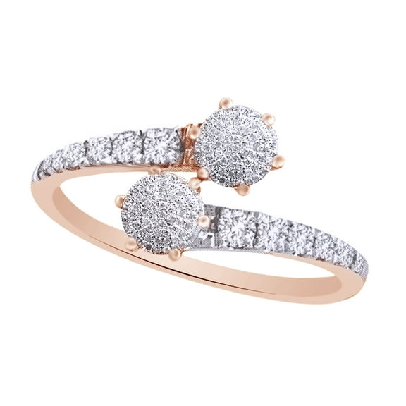 AFFY White Natural Diamond Two-Stone Ring In 10k Rose Gold (0.33 Cttw)