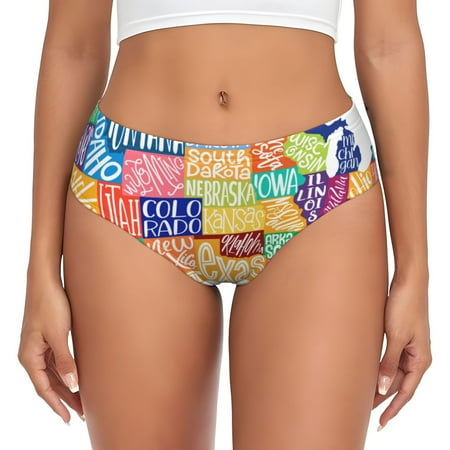 Sikiie USA MAP Women s High Waisted Cotton Underwear Soft Breathable Panties Stretch Briefs Seamless Ladies Panties-XX-Large