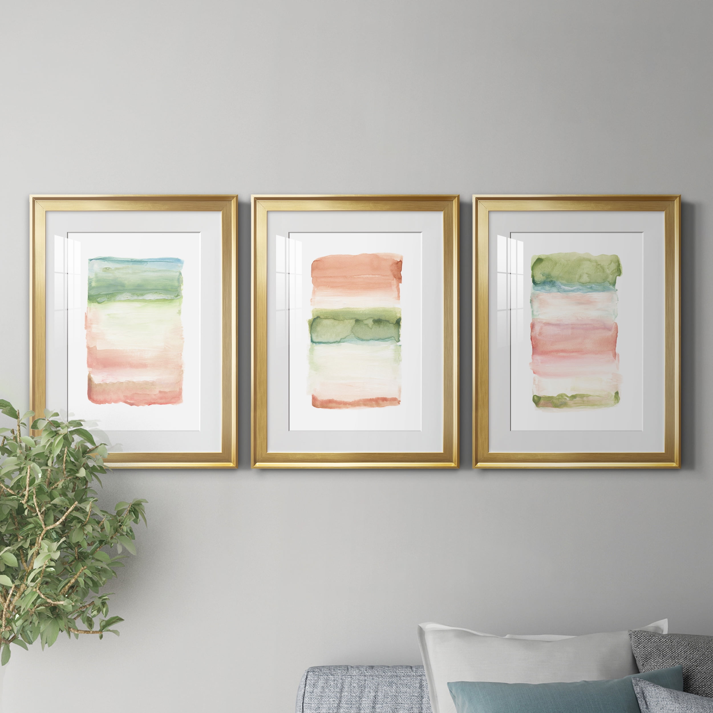 Skye I Premium Framed Prints Set of 3 - Ready to Hang - 18 x 24 Each - Gold Frame