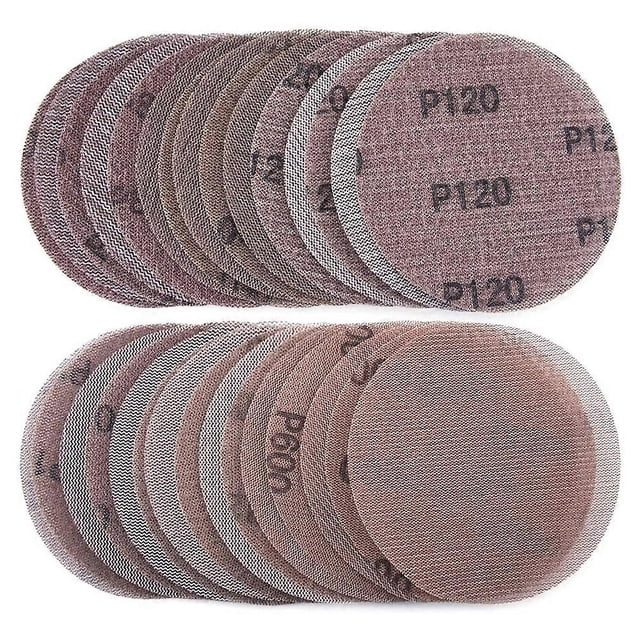30 discos de lijado de malla de 125 mm, grano 80-600, con cierre de velcro, discos abrasivos secos para lijado.