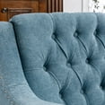 thumbnail image 6 of Blue Accent Chair, Living Room Chair, Footrest Chair Set with Vintage Brass Studs, Button Tufted Upholstered Armchair for Living Room, Comfy Reading Chair for Bedroom, Reception Room 00894, 6 of 9