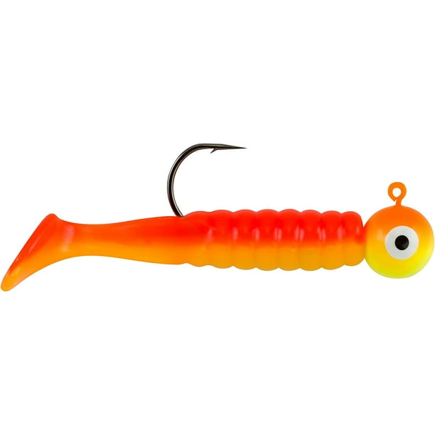 Johnson Swimming Paddle Tail Fishing Bait, Chartreuse-Orange, 1/8 oz/  2-1/8 