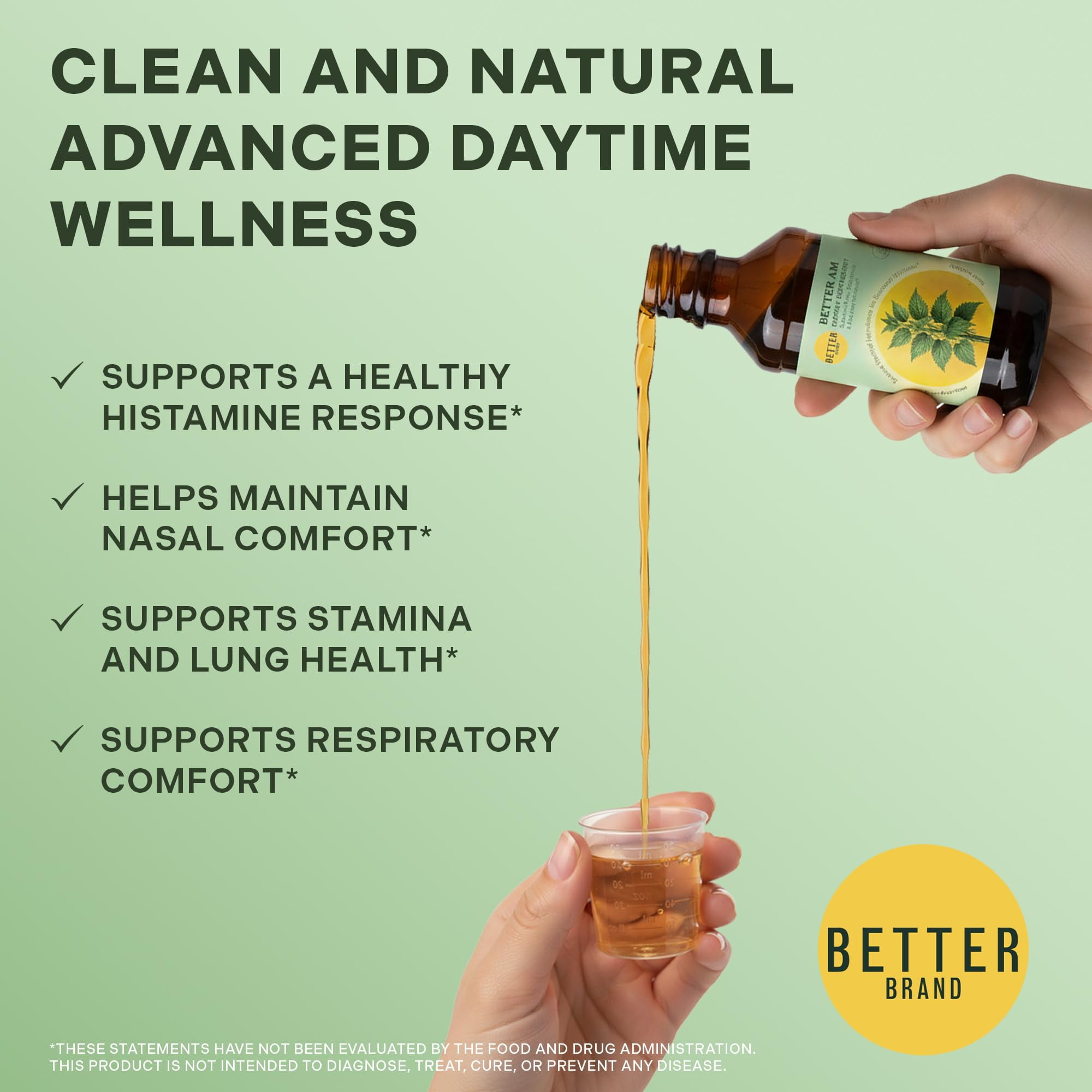 Betterbrand BetterAM Daytime Wellness Syrup – Natural Non-Drowsy Support for Immune, Sinus, Energy & Respiratory Health with Elderberry, Quercetin, Cordyceps & Ginseng