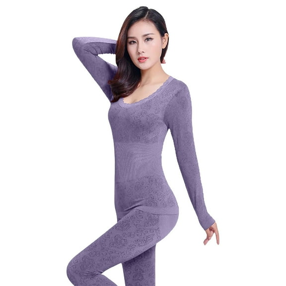 HSHMT Womens Thermal Underwear Set Womens Thermal Underwear Set Long Winter Clothes Base Layer Cuddle Duds Top And Bottom Thermals Sets