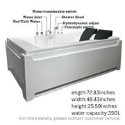 73 x 48 Whirlpool Bathtub for 2-Person with 8 Hydro Massage Jets & Chromatherapy LED Lights, 1HP UL Certified Pump, 3-Sided Apron Acrylic Soaking Tub, Left Drain, 110 Gallons, White
