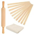 thumbnail image 1 of 12 Pcs Pottery Tools Teaching Set, Include 17inch Slab Roller 10 Pcs Wooden Rolling Pin Guides 1 Linen Tablecloth, 1 of 8