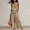 Khaki, variant on 2 Piece Matching Set for Women, Smocked Neck Sleeveless Tank Top and Palazzo Pants, Casual Summer Matching Outfit with Pockets, Green 2XL
